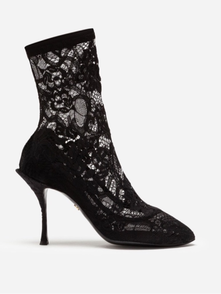 Dolce & Gabbana Black Lace Sock Stiletto Bootie